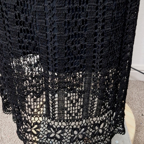 Chicos Black Whimsigoth Witchy Crochet Sleeveless Sheath Maxi Dress Size XL - Picture 8 of 15